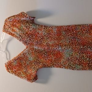 Luli fama lace animal print mini dress multi colored  large v neck short sleeves